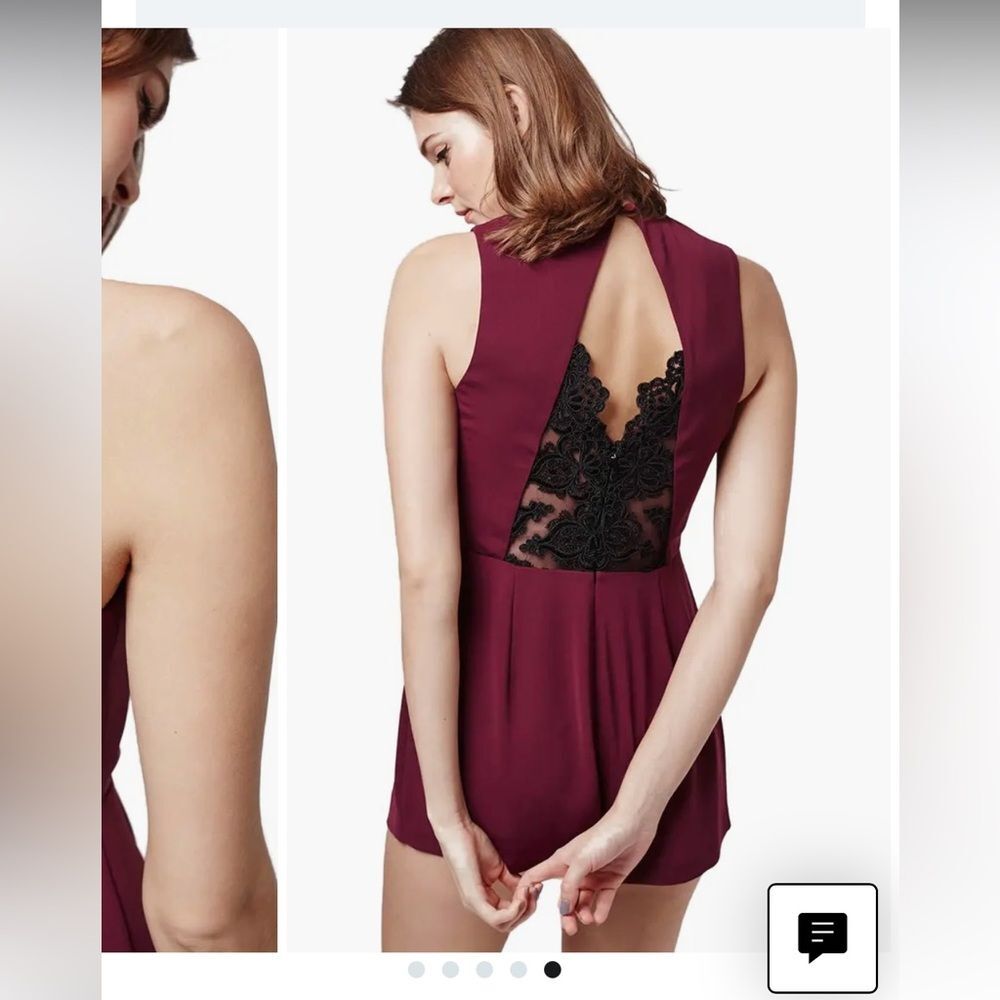 Elegant Burgundy Lace Back Jumpsuit